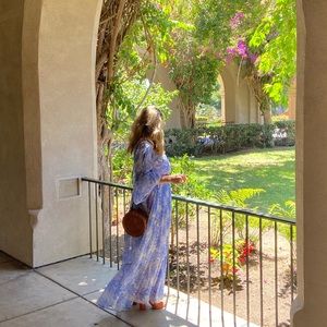 Asos maxi Blue and white print floral v-neck dress 6